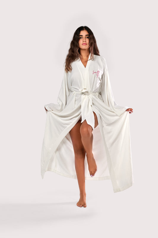 the long flowy bridal robe