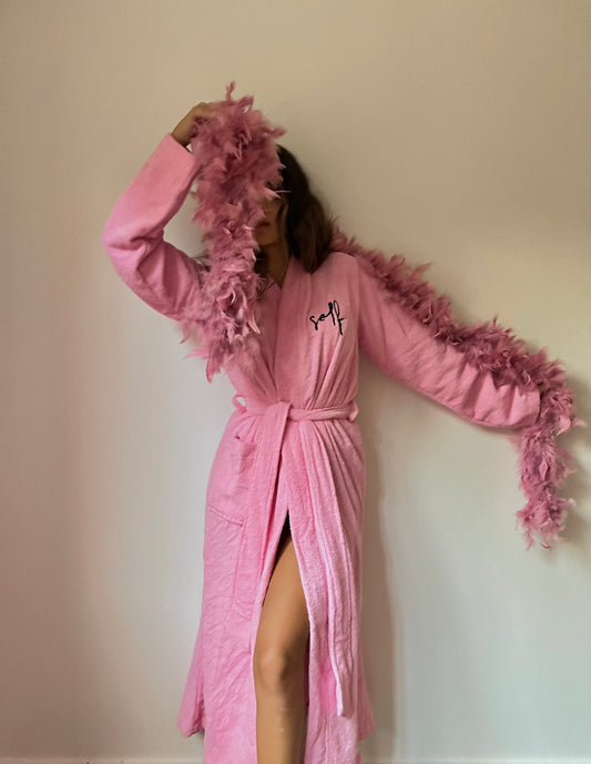 self pink bathrobe