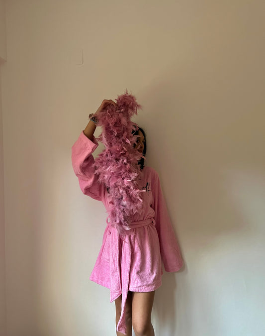 self mini pink bathrobe