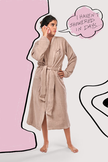 self beige bathrobe