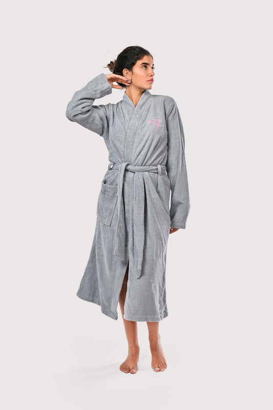 self bluish grey bathrobe