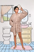 women's beige mini bathrobe