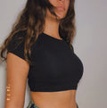 women's comfy black crop top 