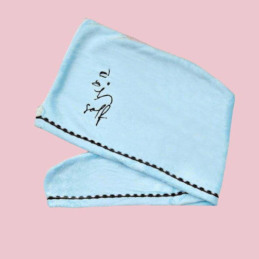 women's blue microfiber towel