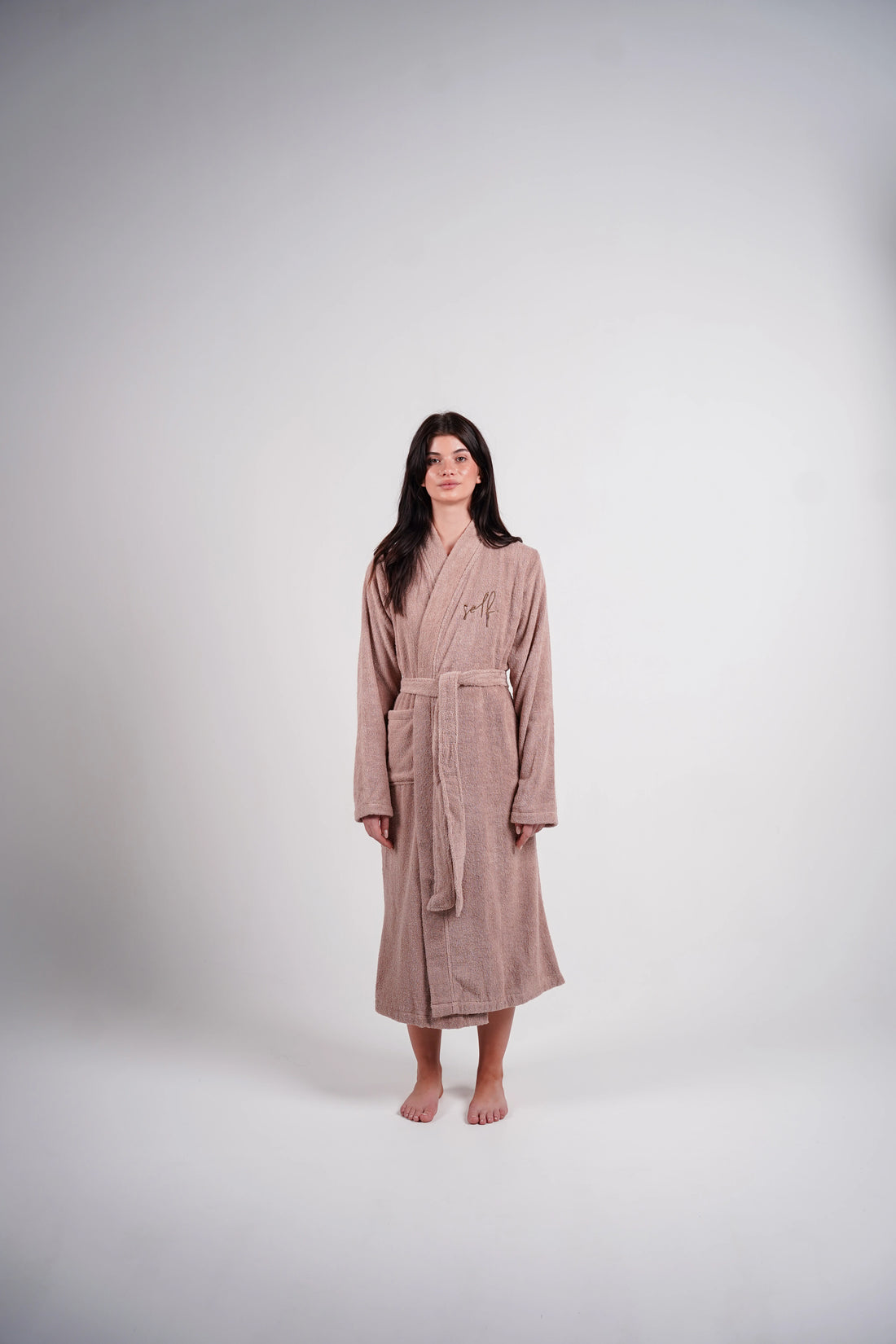 self beige bathrobe