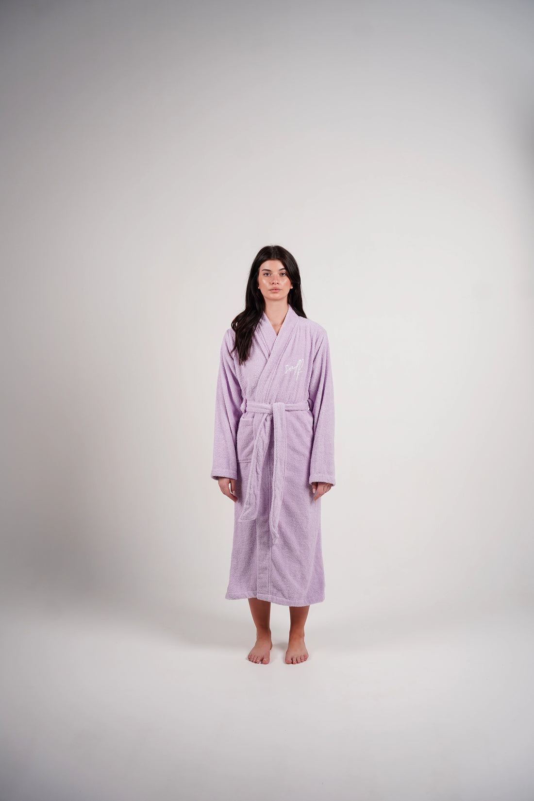 women's long lilac bathrobe