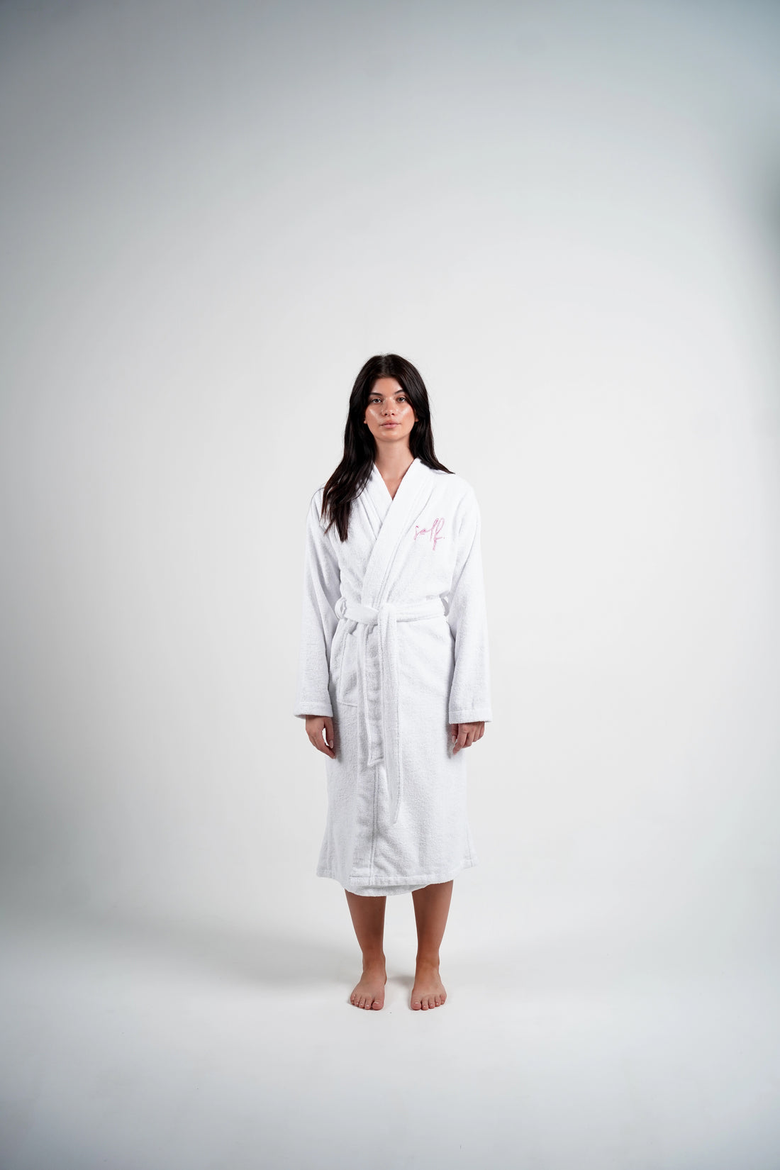 women's long white bathrobe