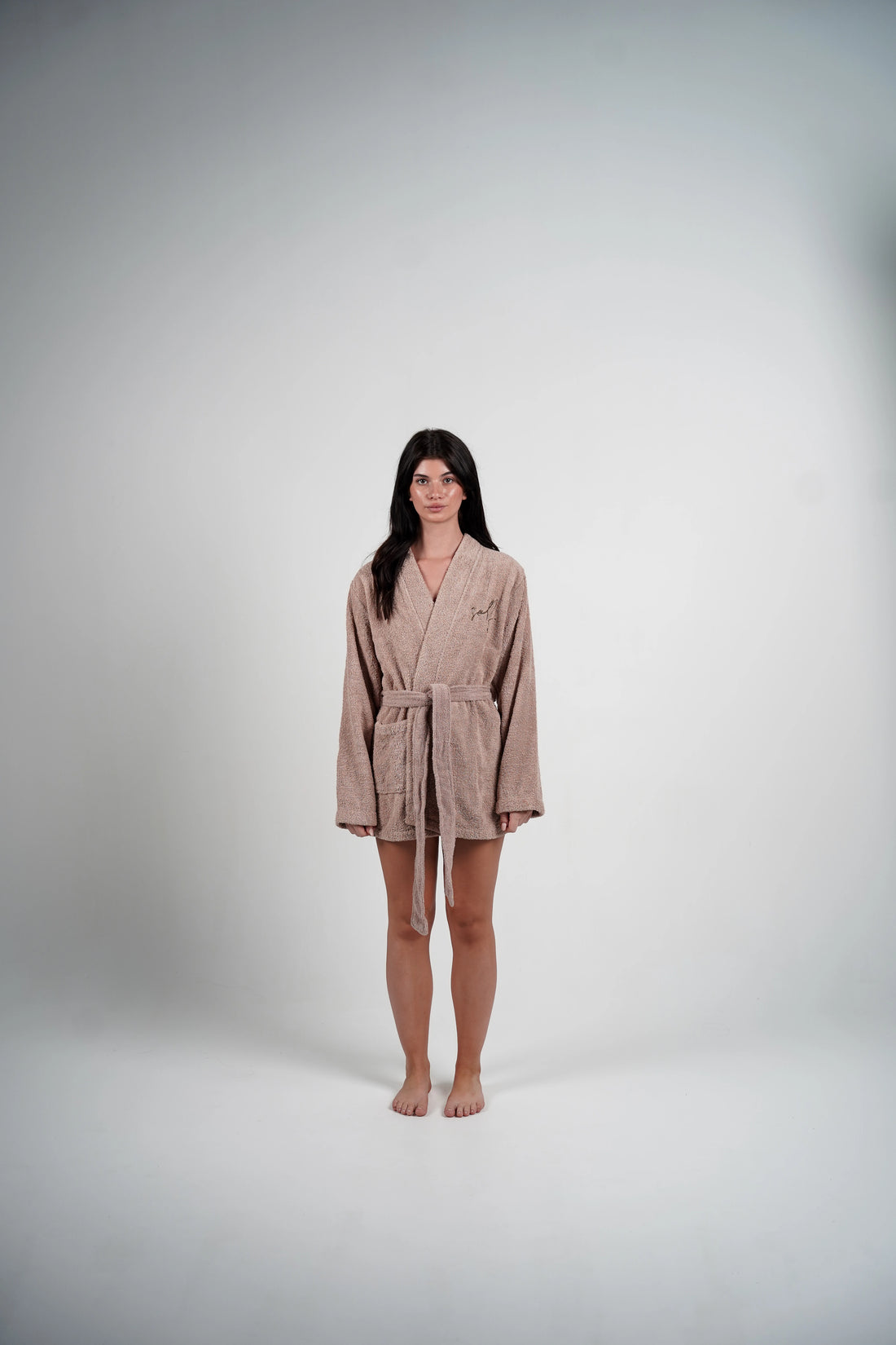 women's beige mini bathrobe