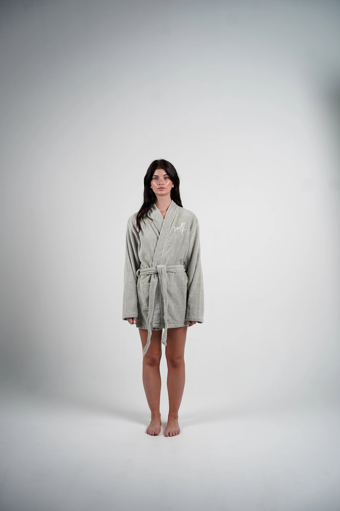 women's sage mini bathrobe