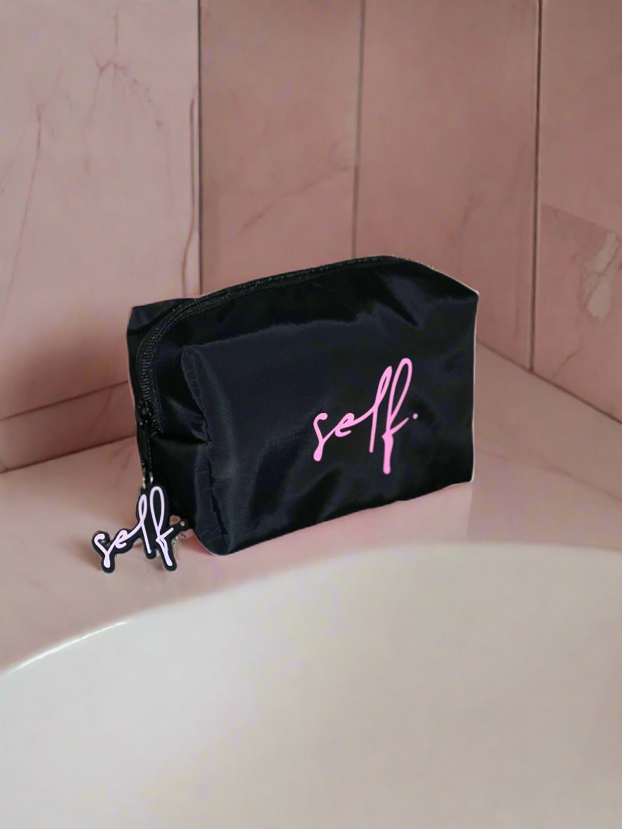 mini black make up bag