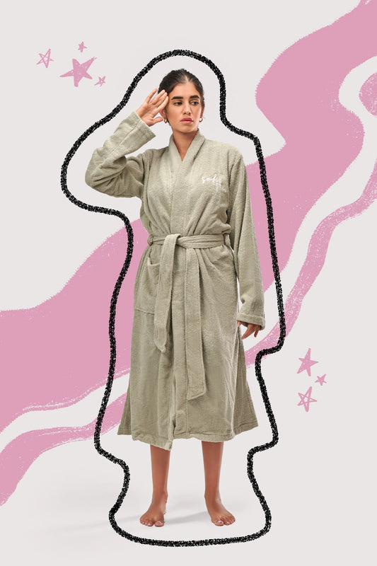 women's sage long bathrobe