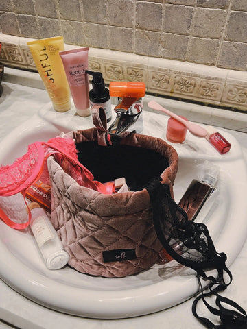 The Self Bucket – A luxurious self-care organizer designed to stylishly store your skincare, socks, lingerie, and more.