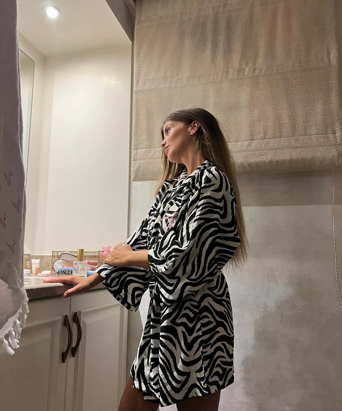 The Zebra Robe – A luxurious loungewear essential with bold zebra prints, perfect for cozy nights and stylish self-care at home.