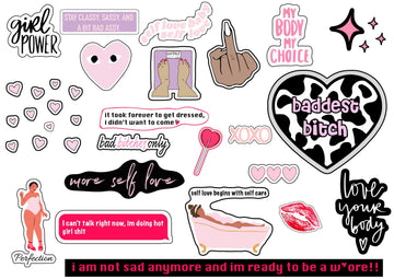 the "bitch please" sticker sheet